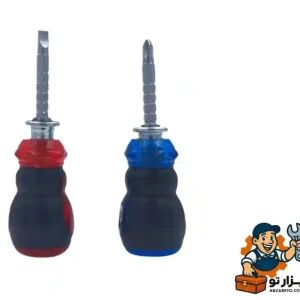 پیچ گوشتی مچی تنظیمی دوطرفه با دسته مشکی و سری فلزی